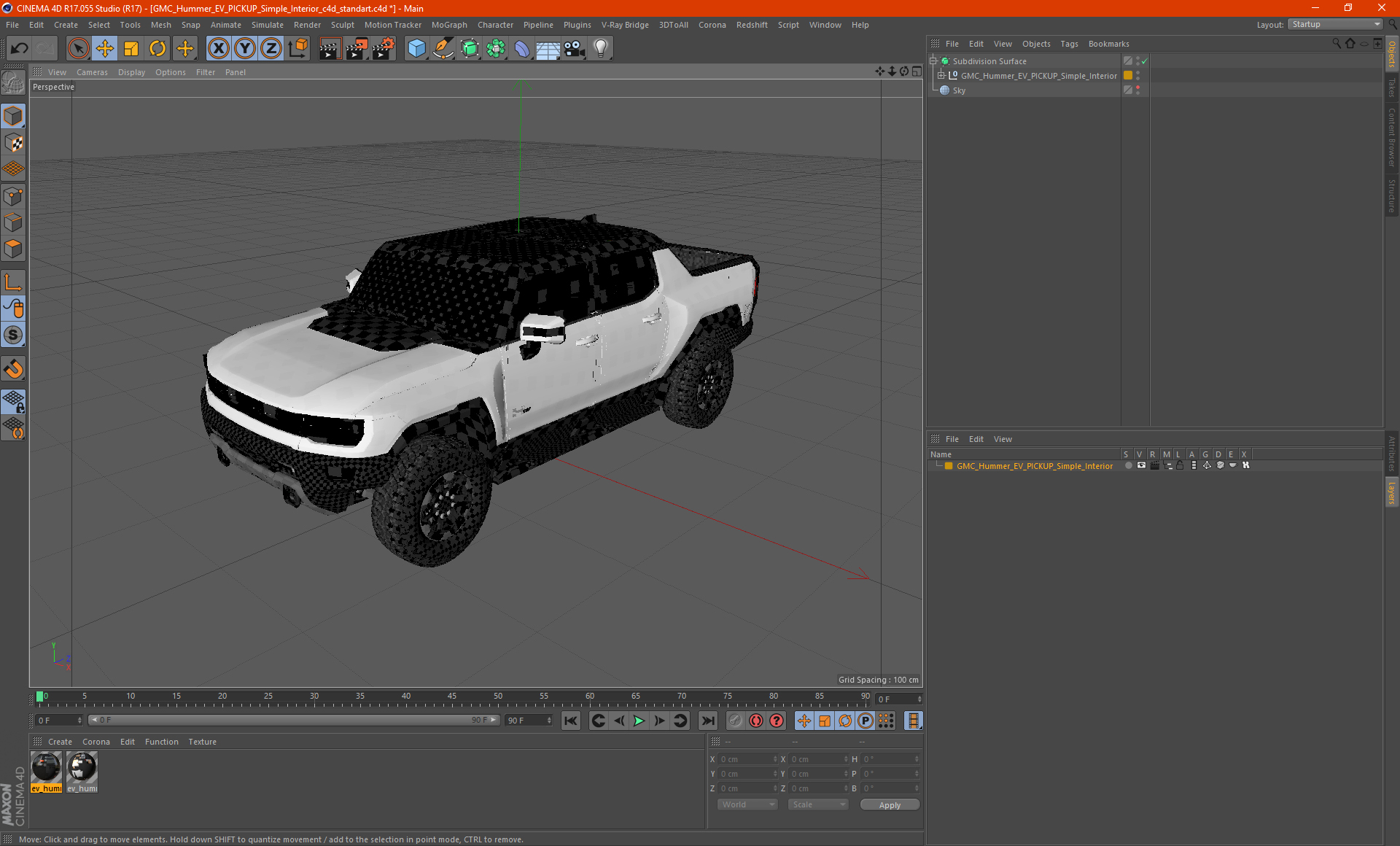 3D GMC Hummer EV PICKUP Simple Interior