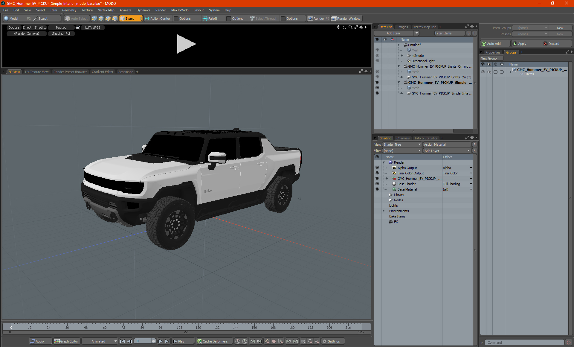 3D GMC Hummer EV PICKUP Simple Interior