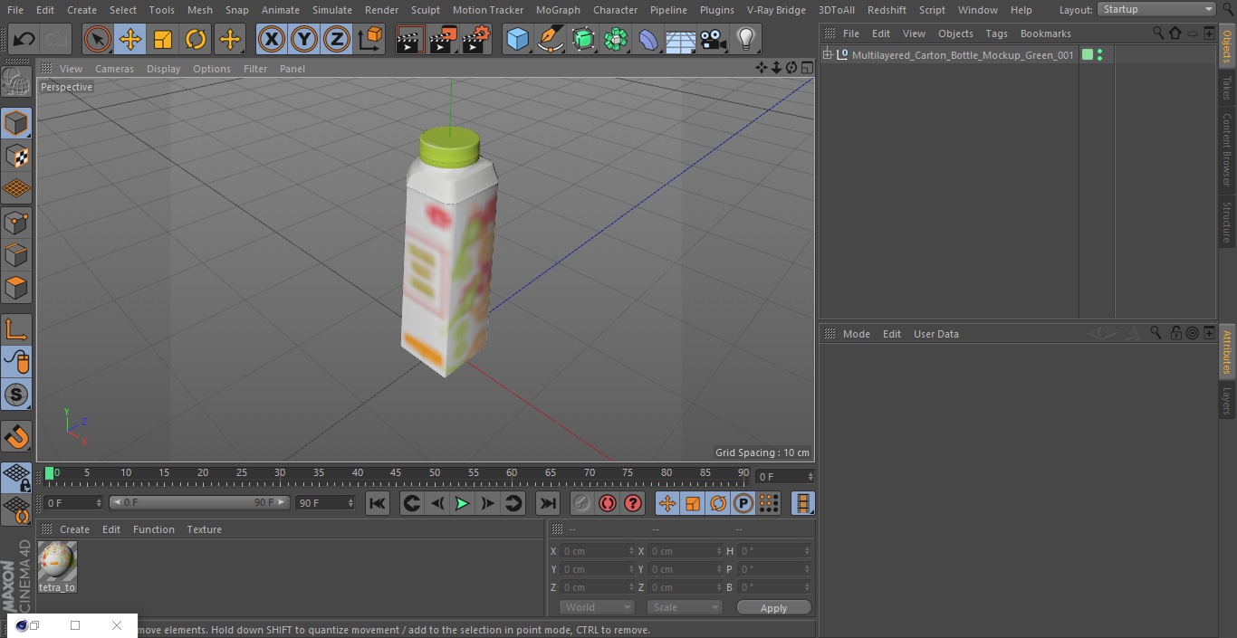 Multilayered Carton Bottle Mockup Green 3D model