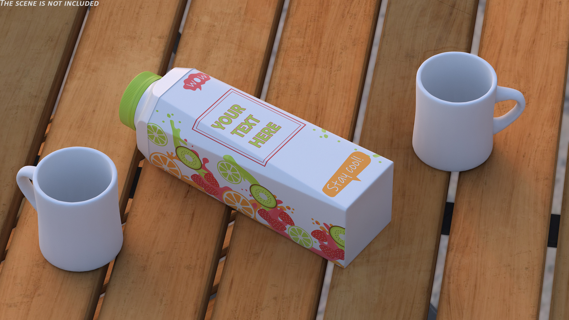 Multilayered Carton Bottle Mockup Green 3D model