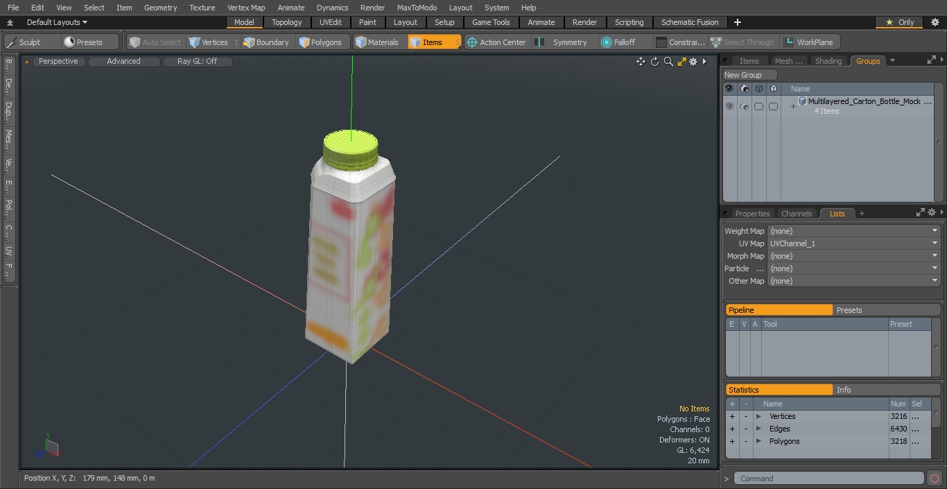 Multilayered Carton Bottle Mockup Green 3D model