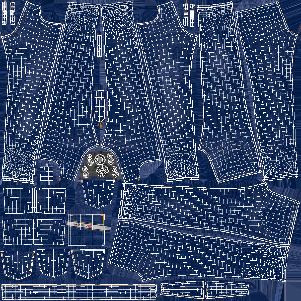 3D model Dressed Diesel Mens Jeans Dark Blue