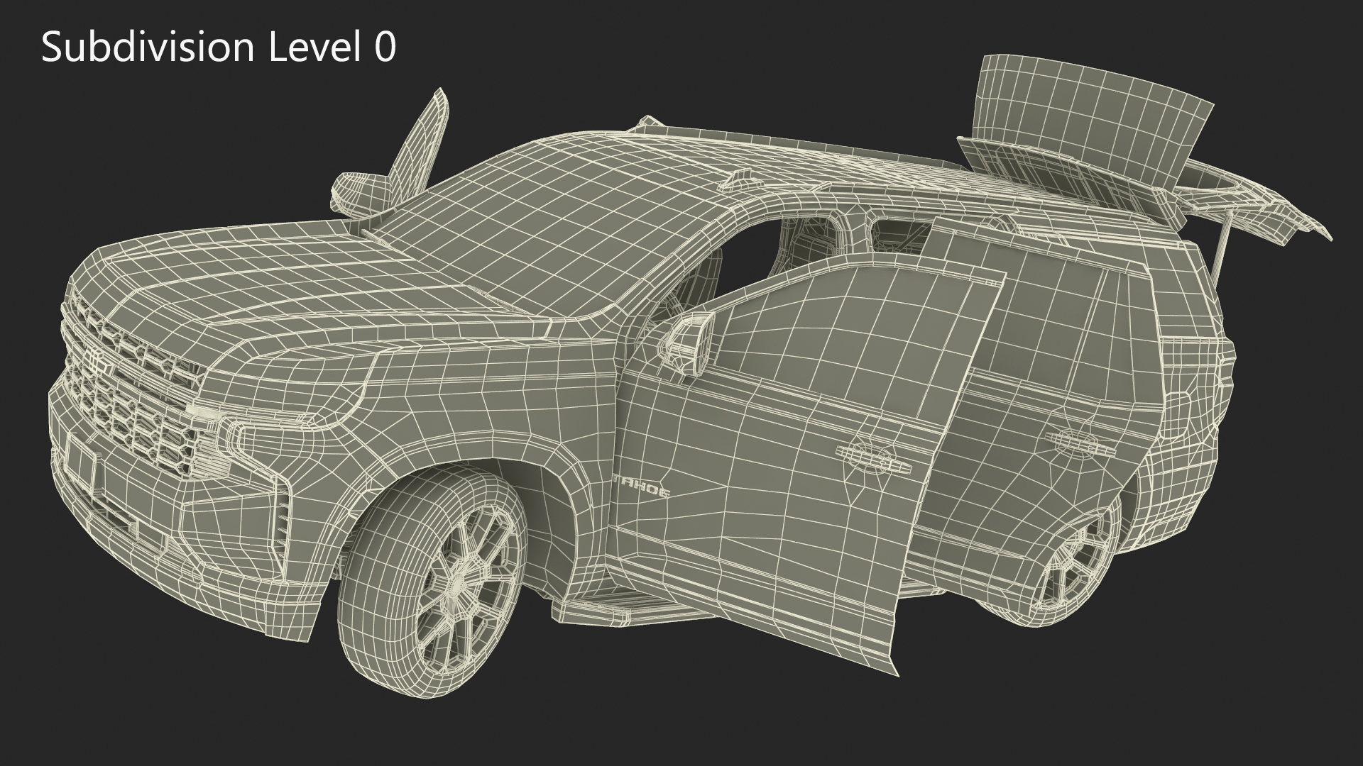3D SUV Chevrolet Tahoe 2024 Black Rigged for Maya