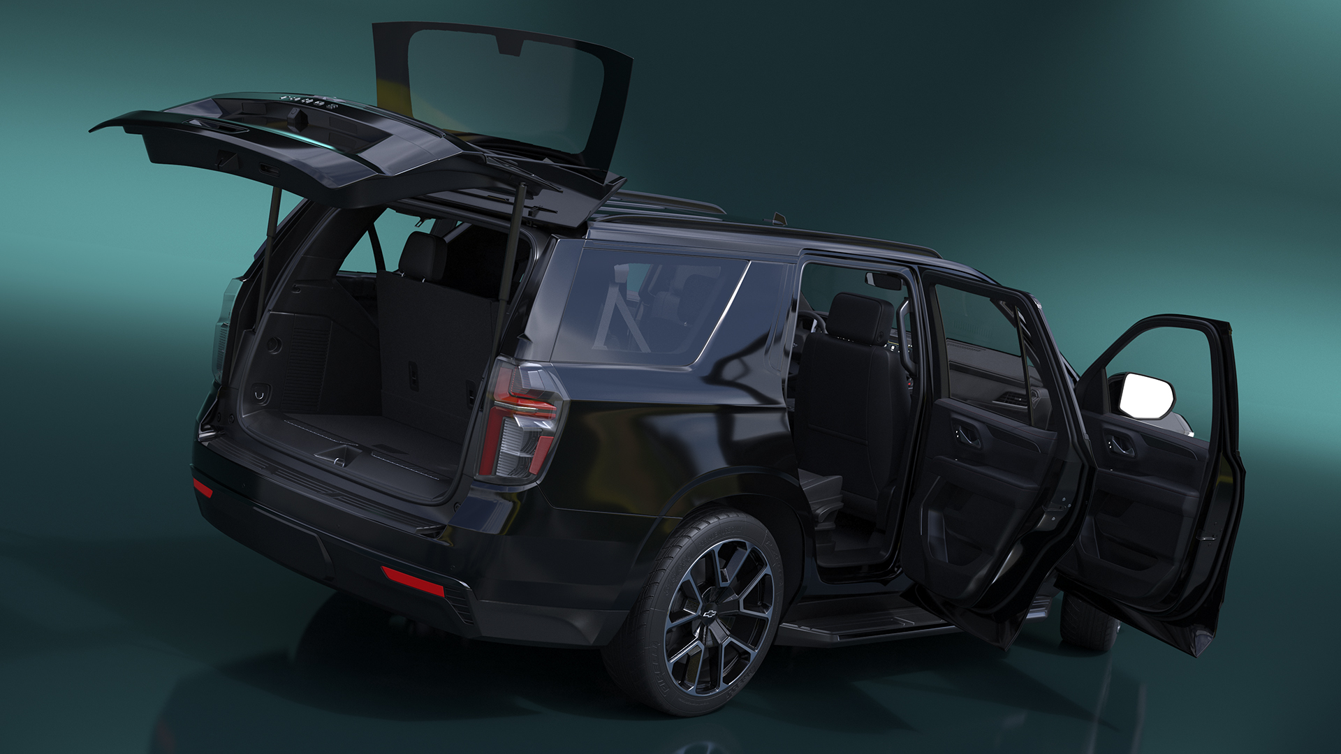 3D SUV Chevrolet Tahoe 2024 Black Rigged for Maya