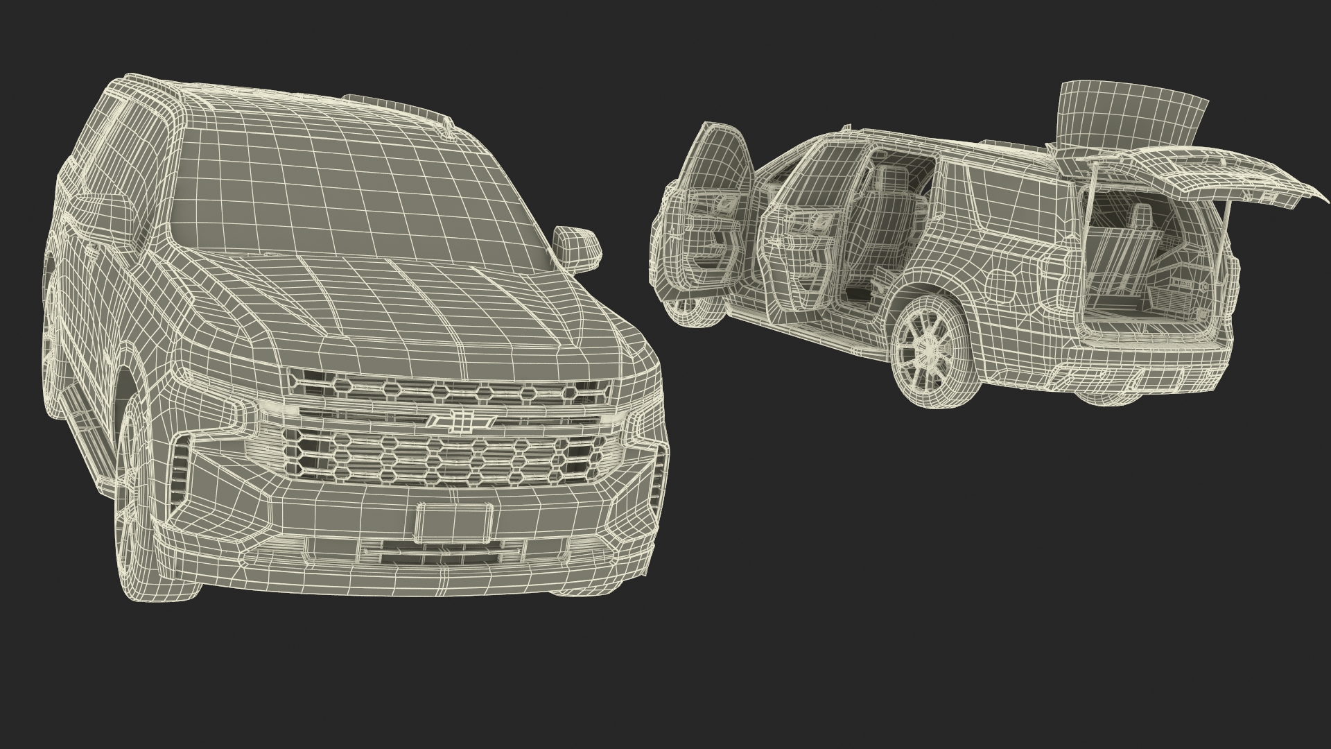 3D SUV Chevrolet Tahoe 2024 Black Rigged for Maya