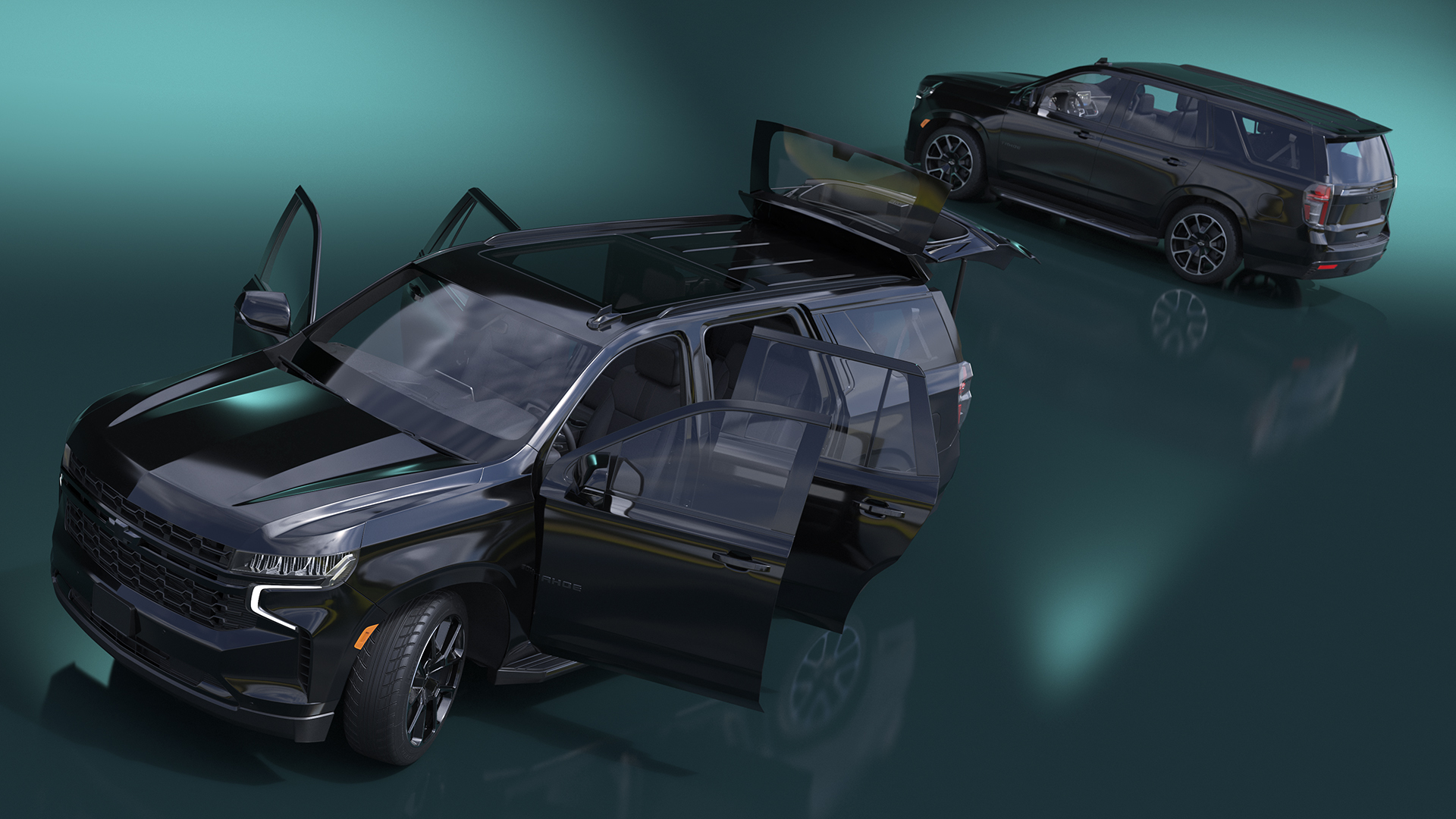 3D SUV Chevrolet Tahoe 2024 Black Rigged for Maya
