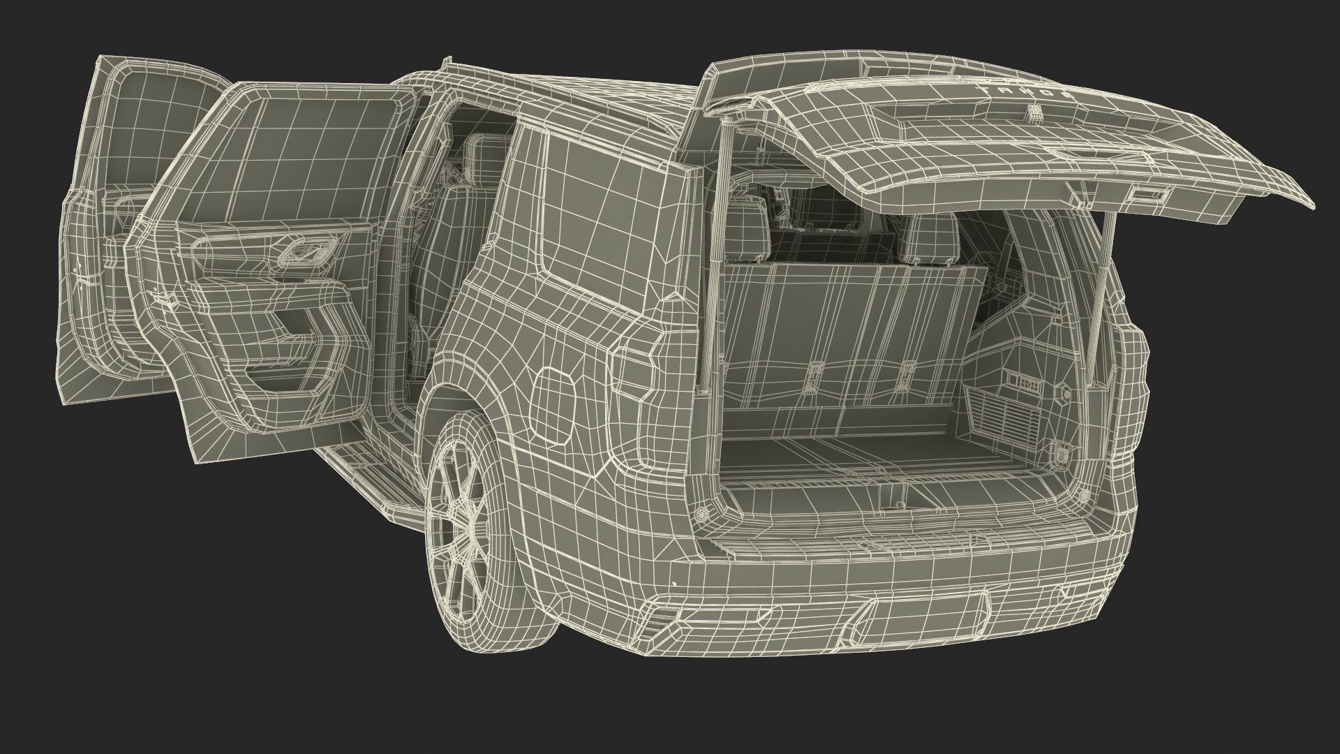 3D SUV Chevrolet Tahoe 2024 Black Rigged for Maya
