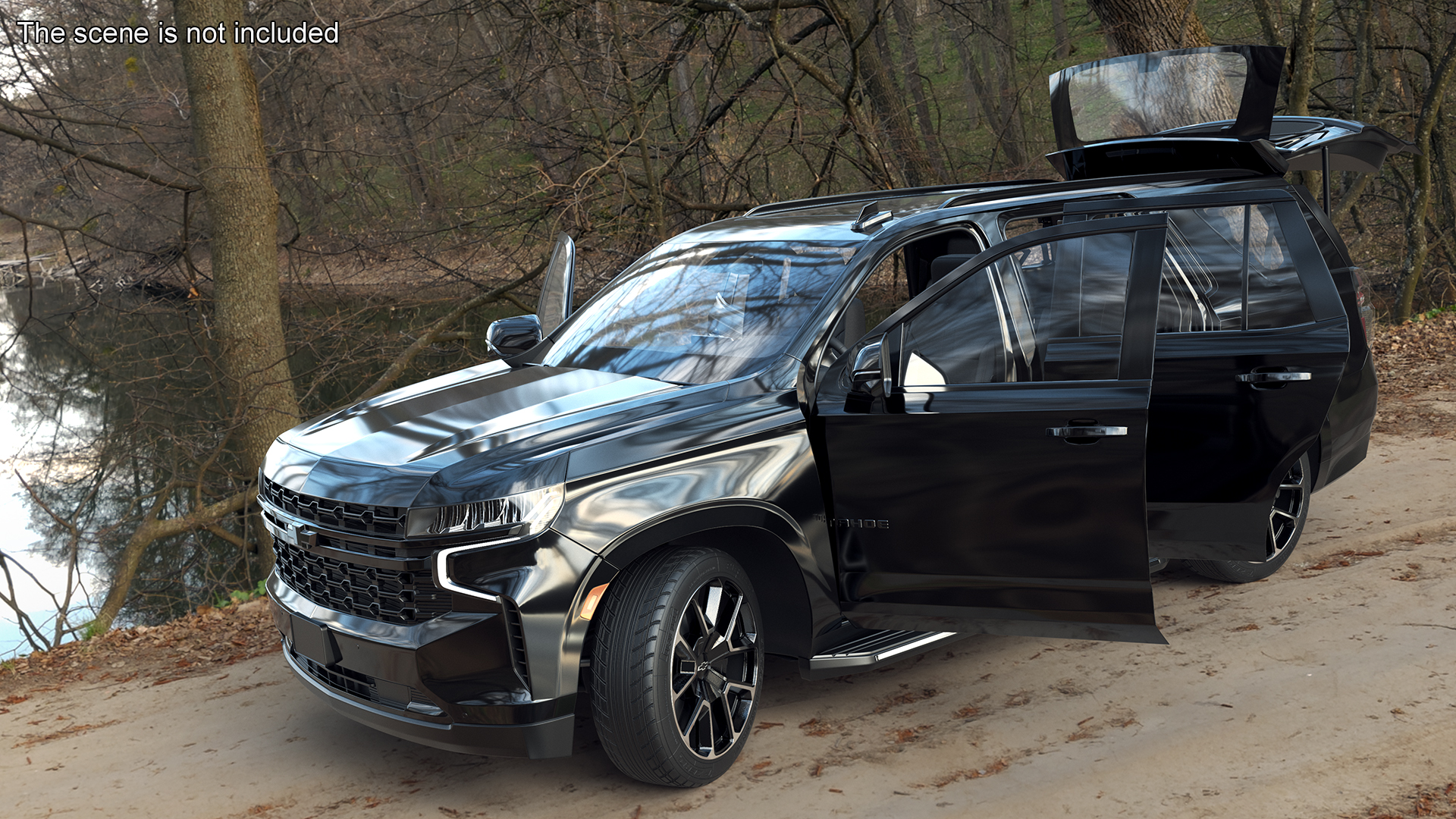 3D SUV Chevrolet Tahoe 2024 Black Rigged for Maya