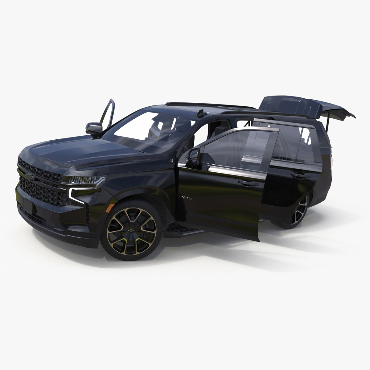 3D SUV Chevrolet Tahoe 2024 Black Rigged for Maya