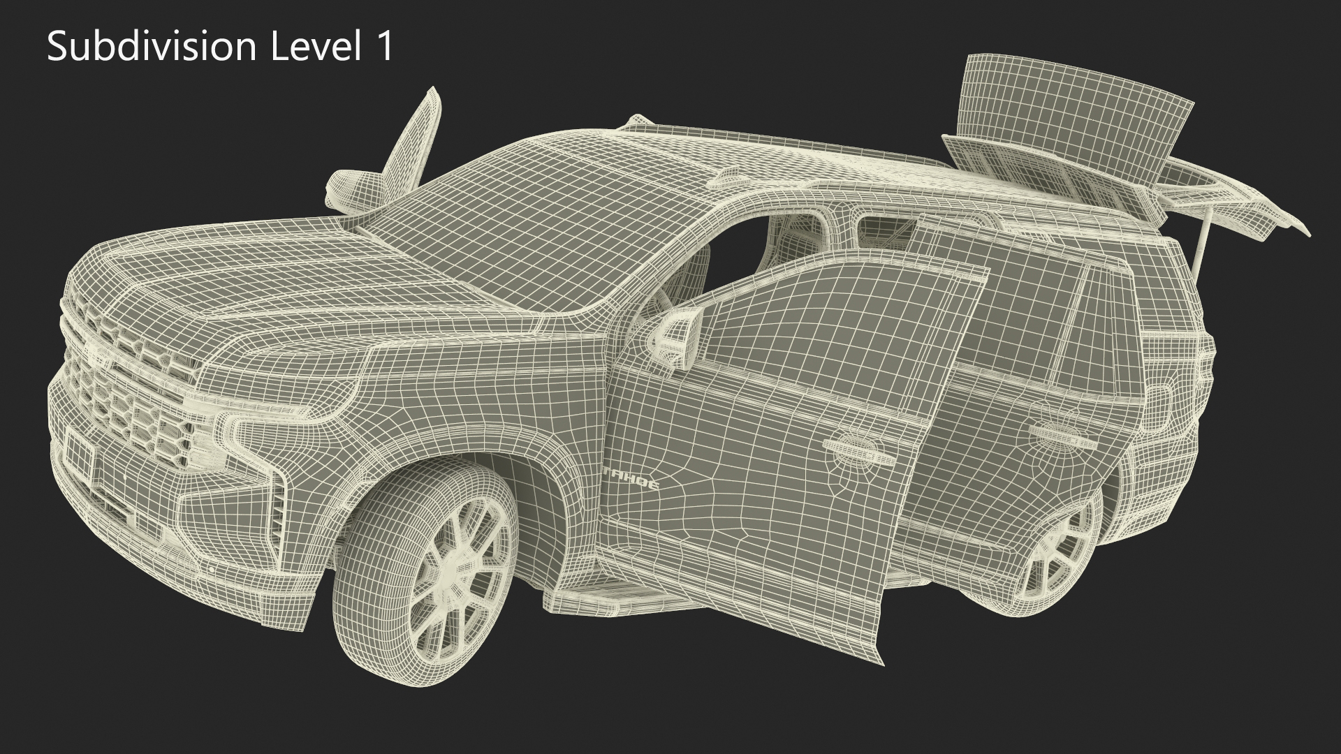 3D SUV Chevrolet Tahoe 2024 Black Rigged for Maya