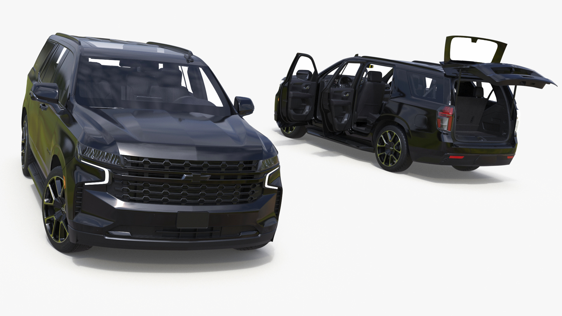 3D SUV Chevrolet Tahoe 2024 Black Rigged for Maya