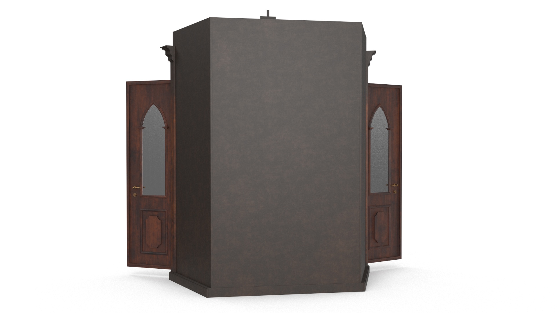 3D Confessional Booth Dark Wood Open model