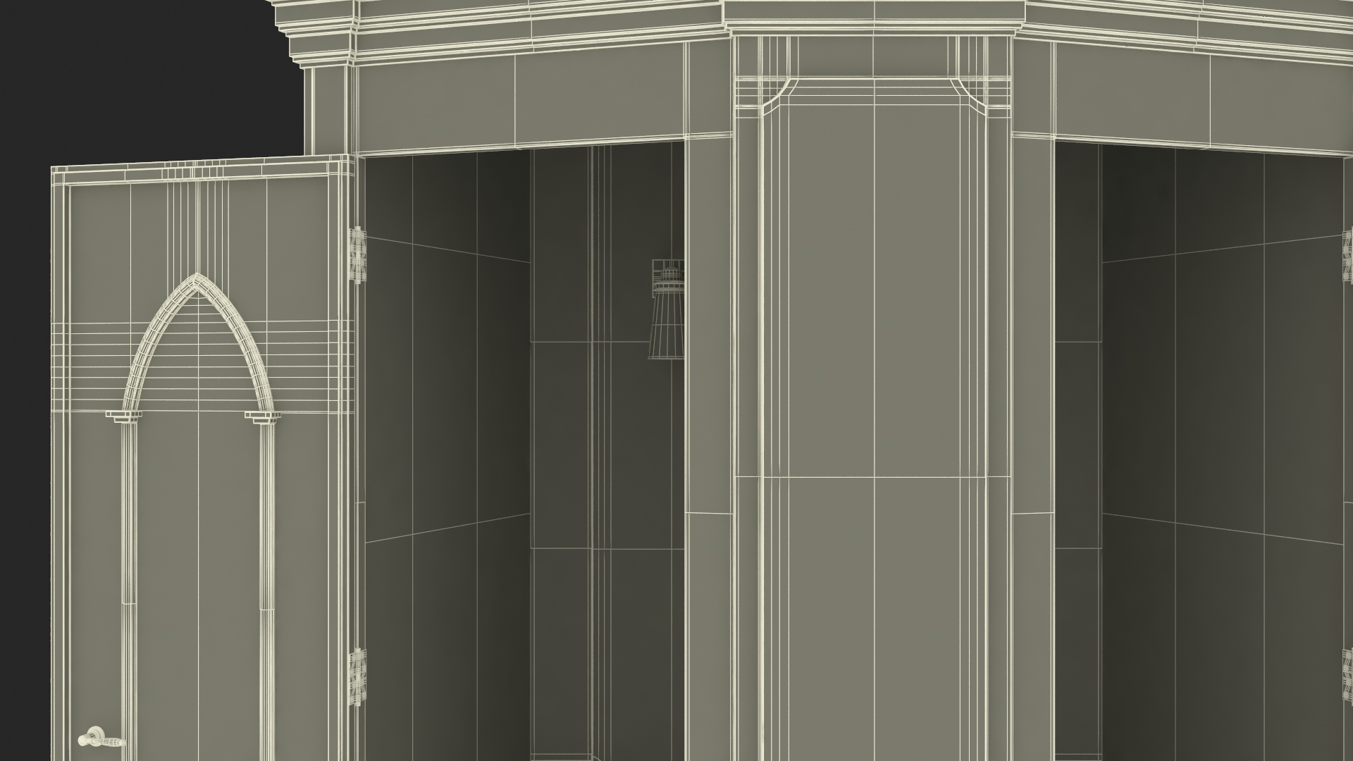 3D Confessional Booth Dark Wood Open model