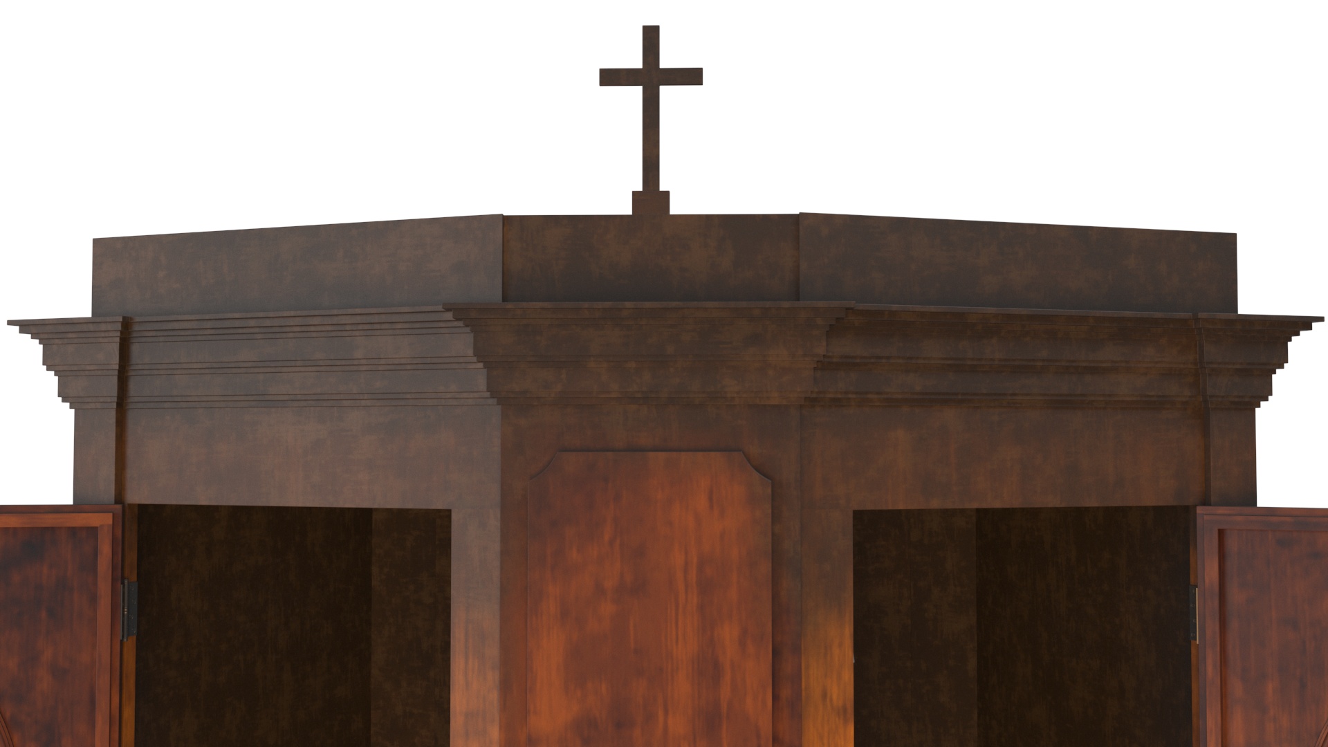 3D Confessional Booth Dark Wood Open model