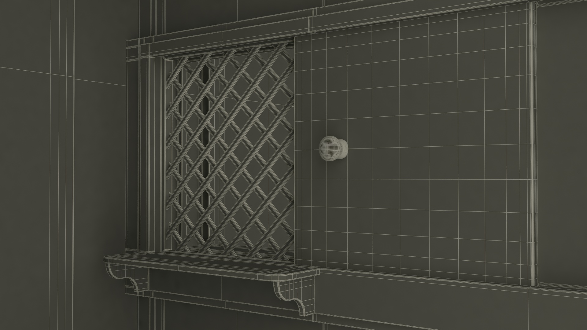 3D Confessional Booth Dark Wood Open model