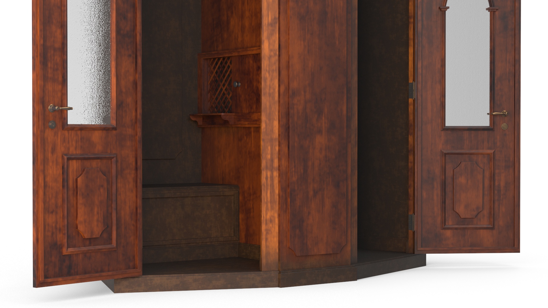 3D Confessional Booth Dark Wood Open model