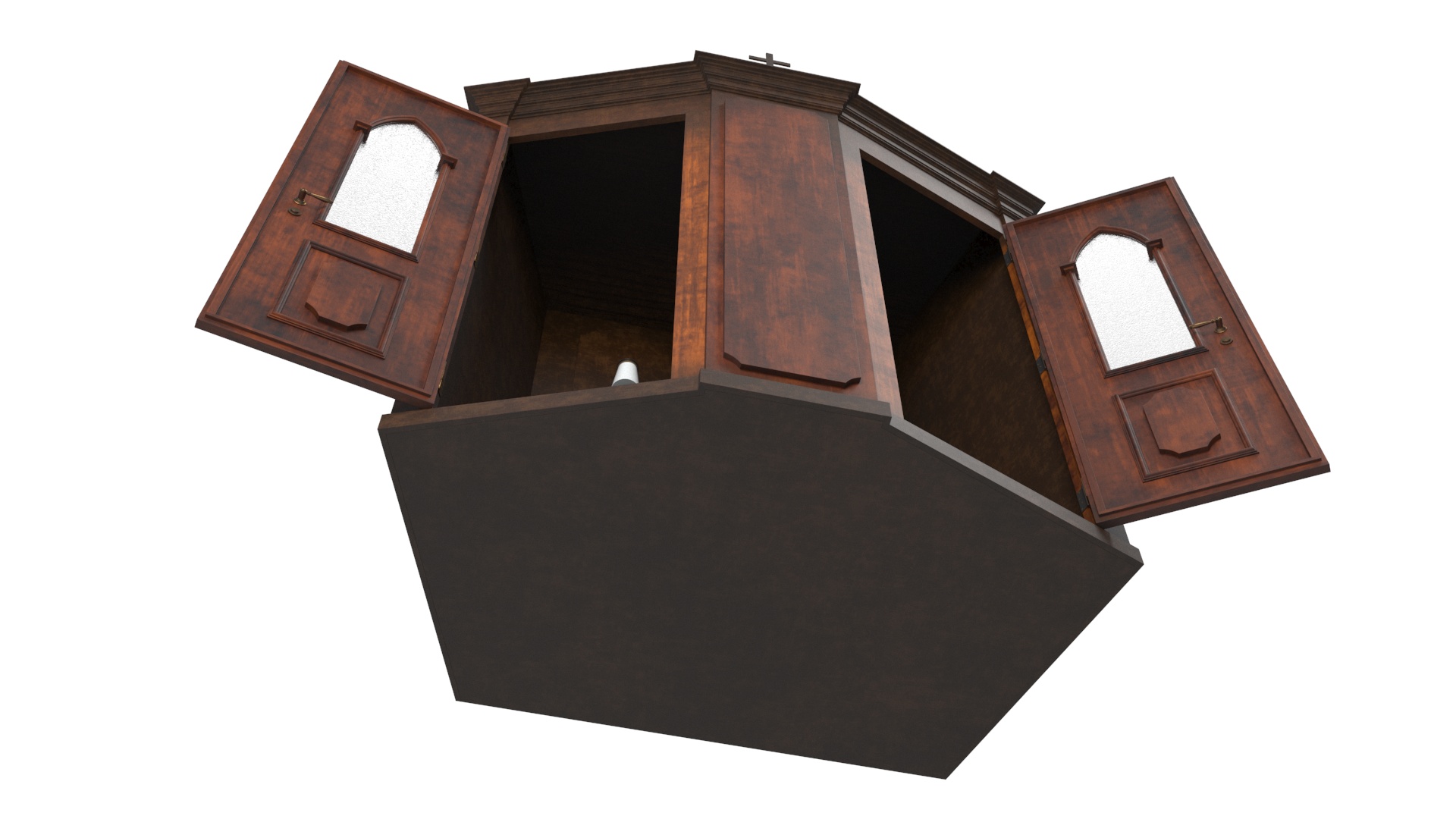 3D Confessional Booth Dark Wood Open model