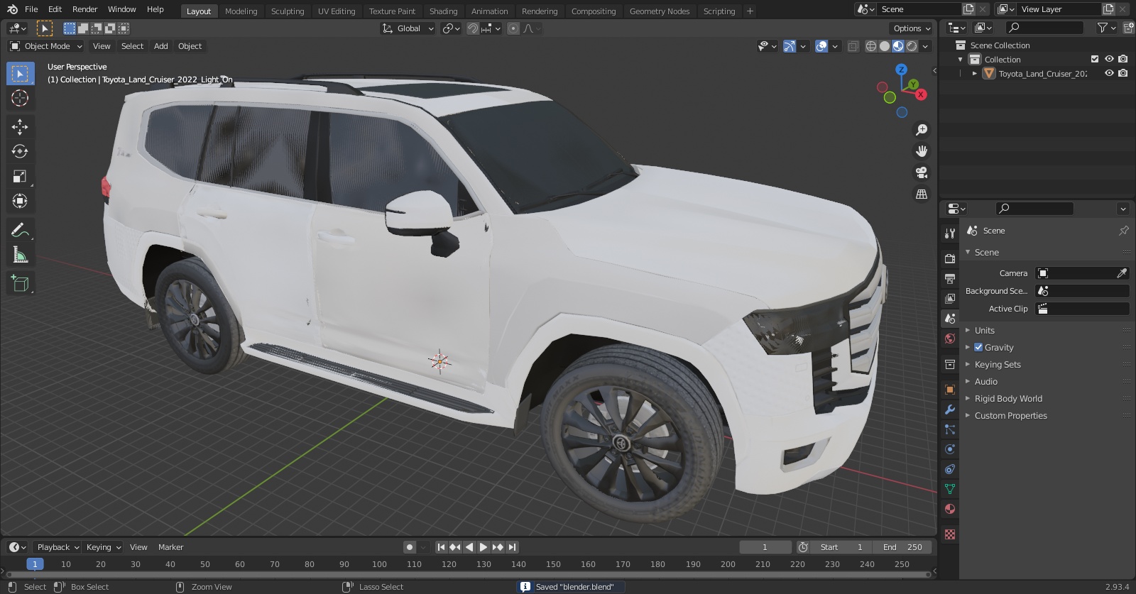 3D Toyota Land Cruiser 2022 Light On model