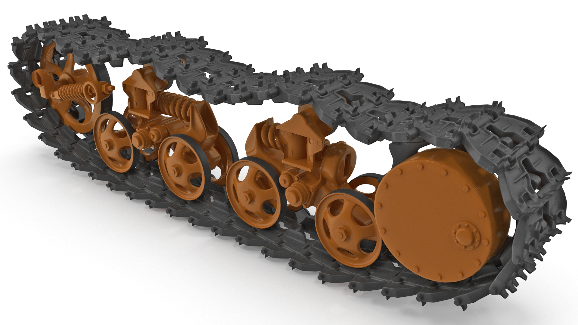3D Old Caterpillar Track Rigged model