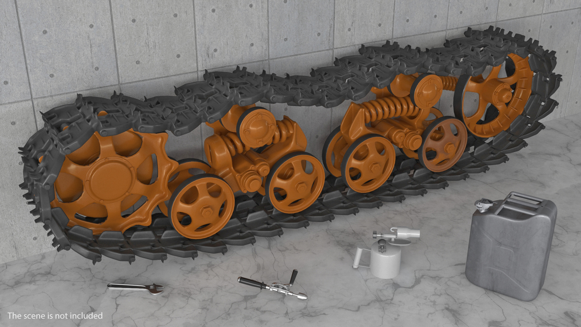3D Old Caterpillar Track Rigged model