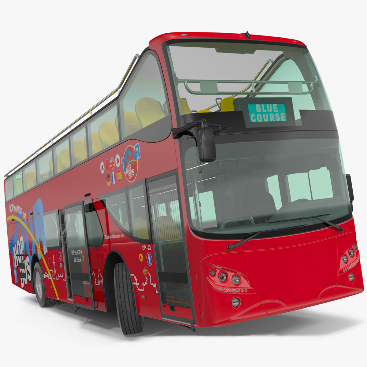 3D Open Top Double Decker Hop On Off Tour Bus Rigged for Cinema 4D model