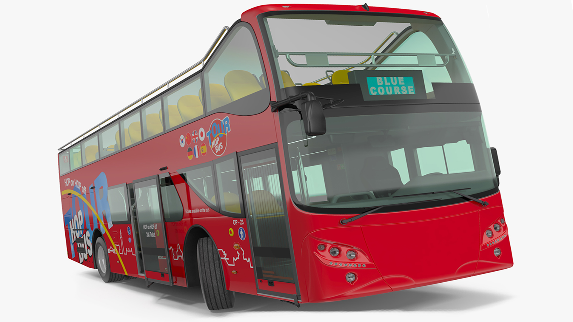 3D Open Top Double Decker Hop On Off Tour Bus Rigged for Cinema 4D model