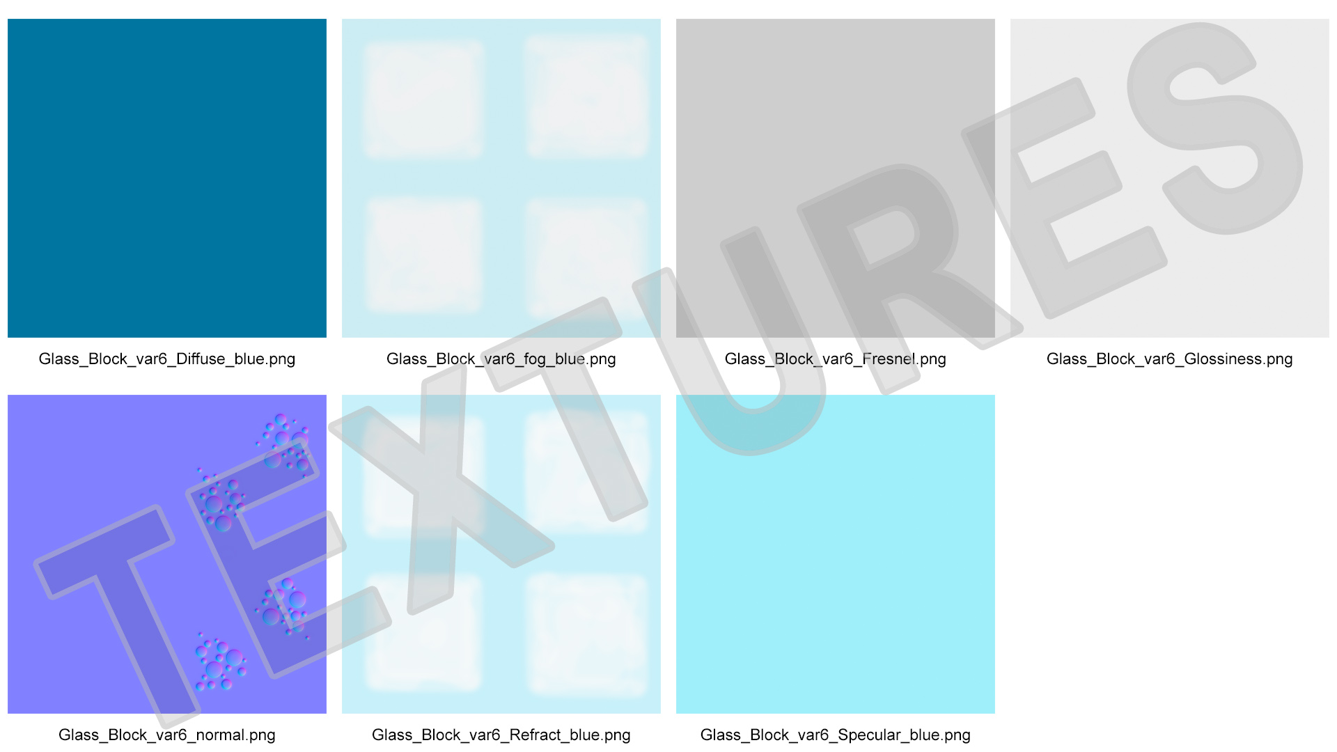 Square Glass Block Ocean View Blue 3D model
