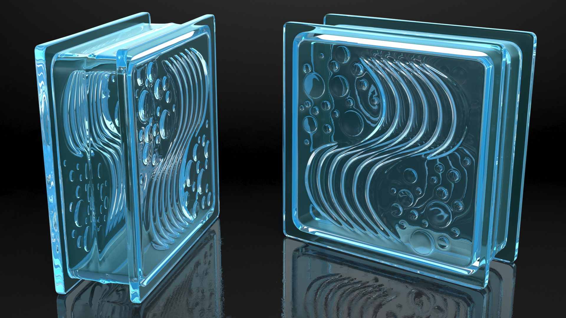 Square Glass Block Ocean View Blue 3D model