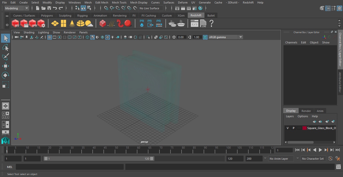 Square Glass Block Ocean View Blue 3D model