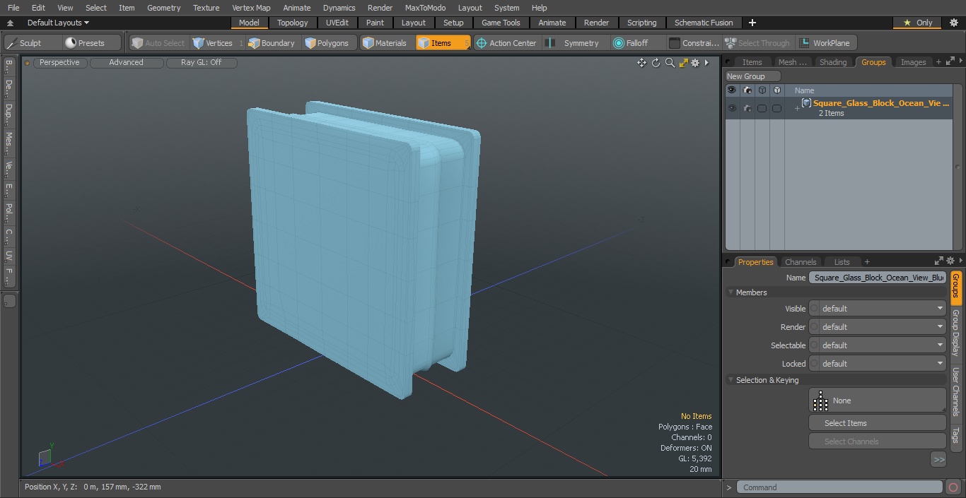 Square Glass Block Ocean View Blue 3D model