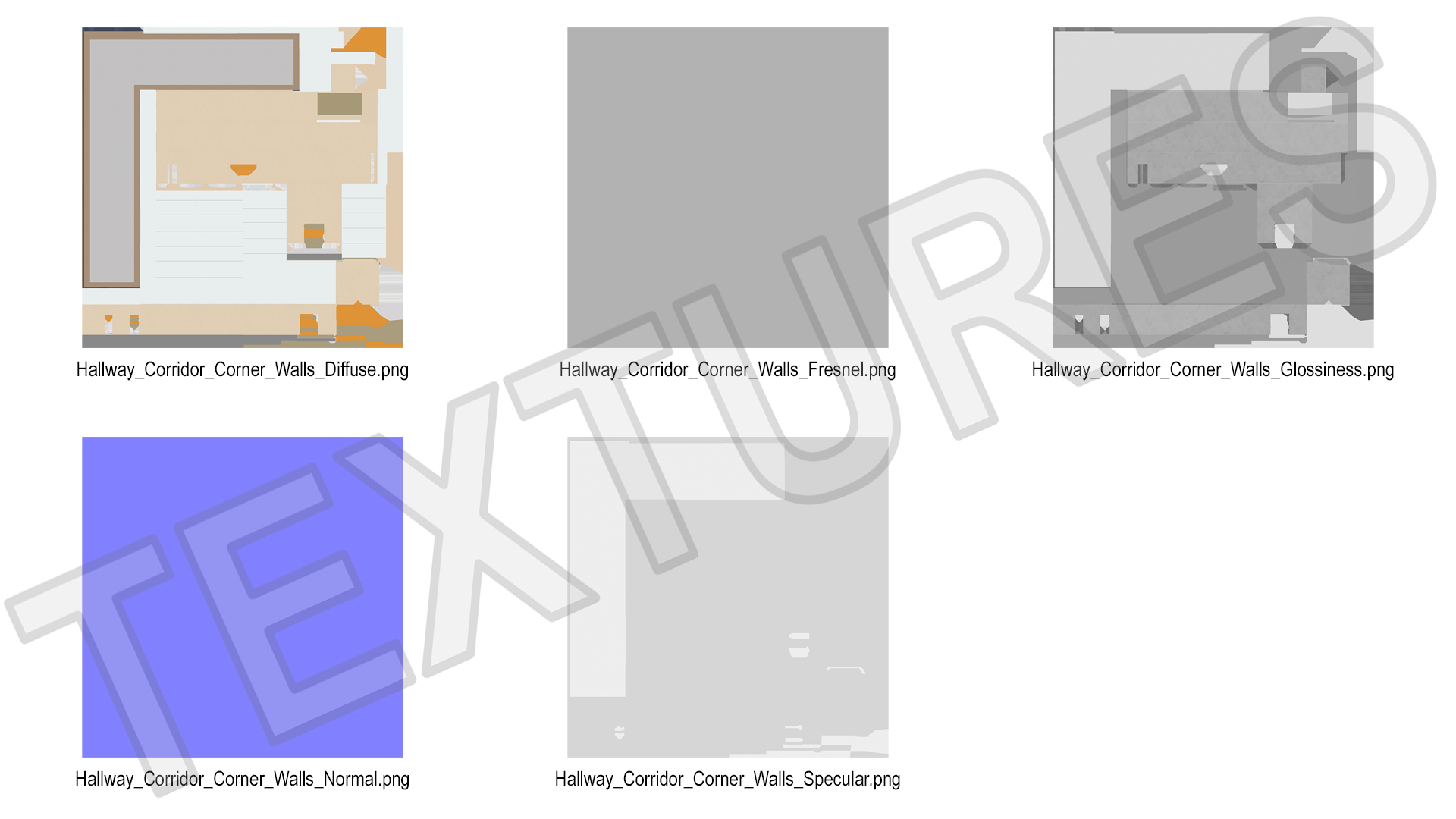 3D University Corridor Corner with People model
