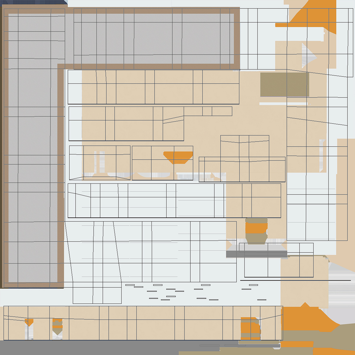 3D University Corridor Corner with People model