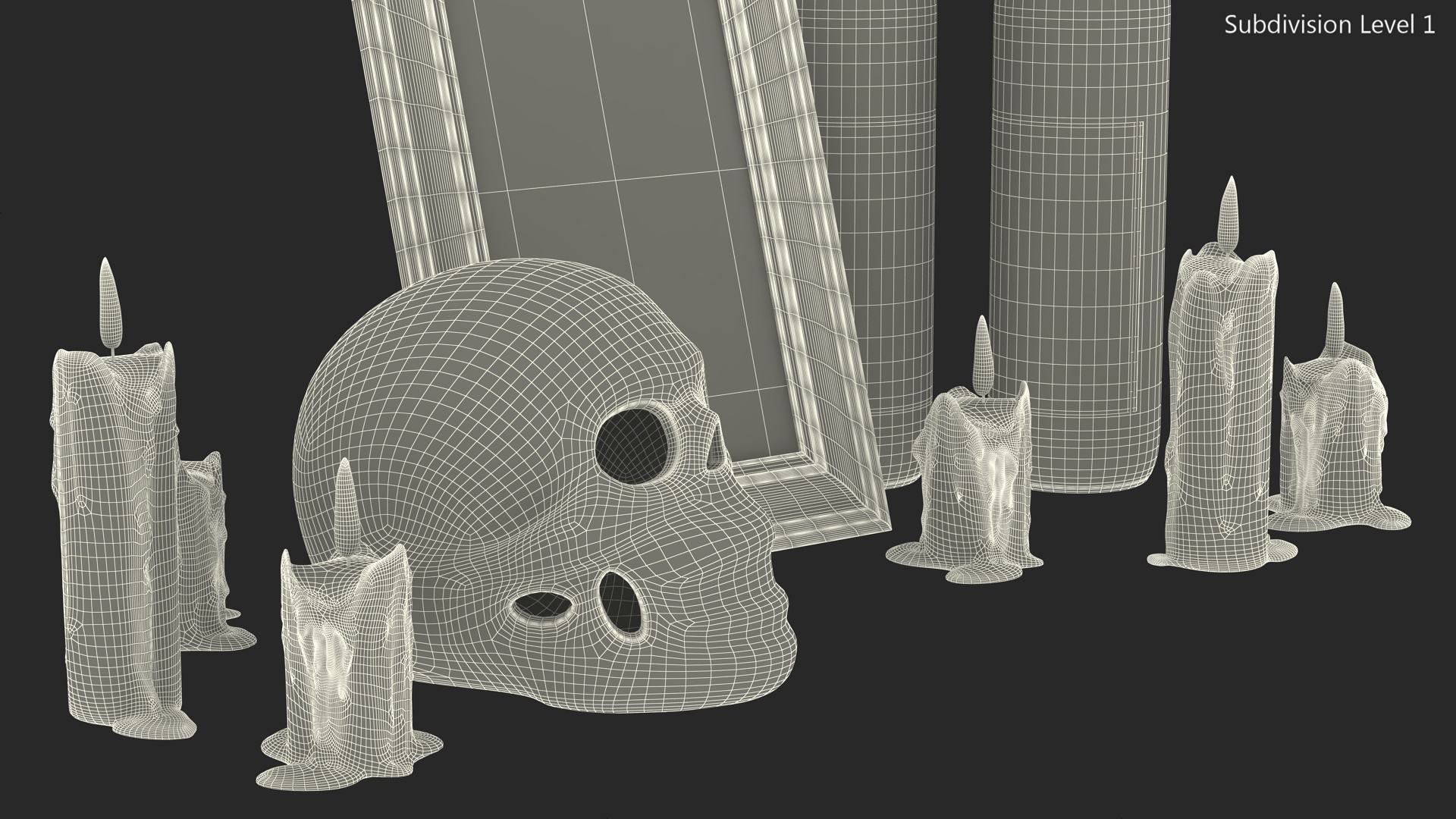 3D model Day of the Dead Tribute with Candles and Wine