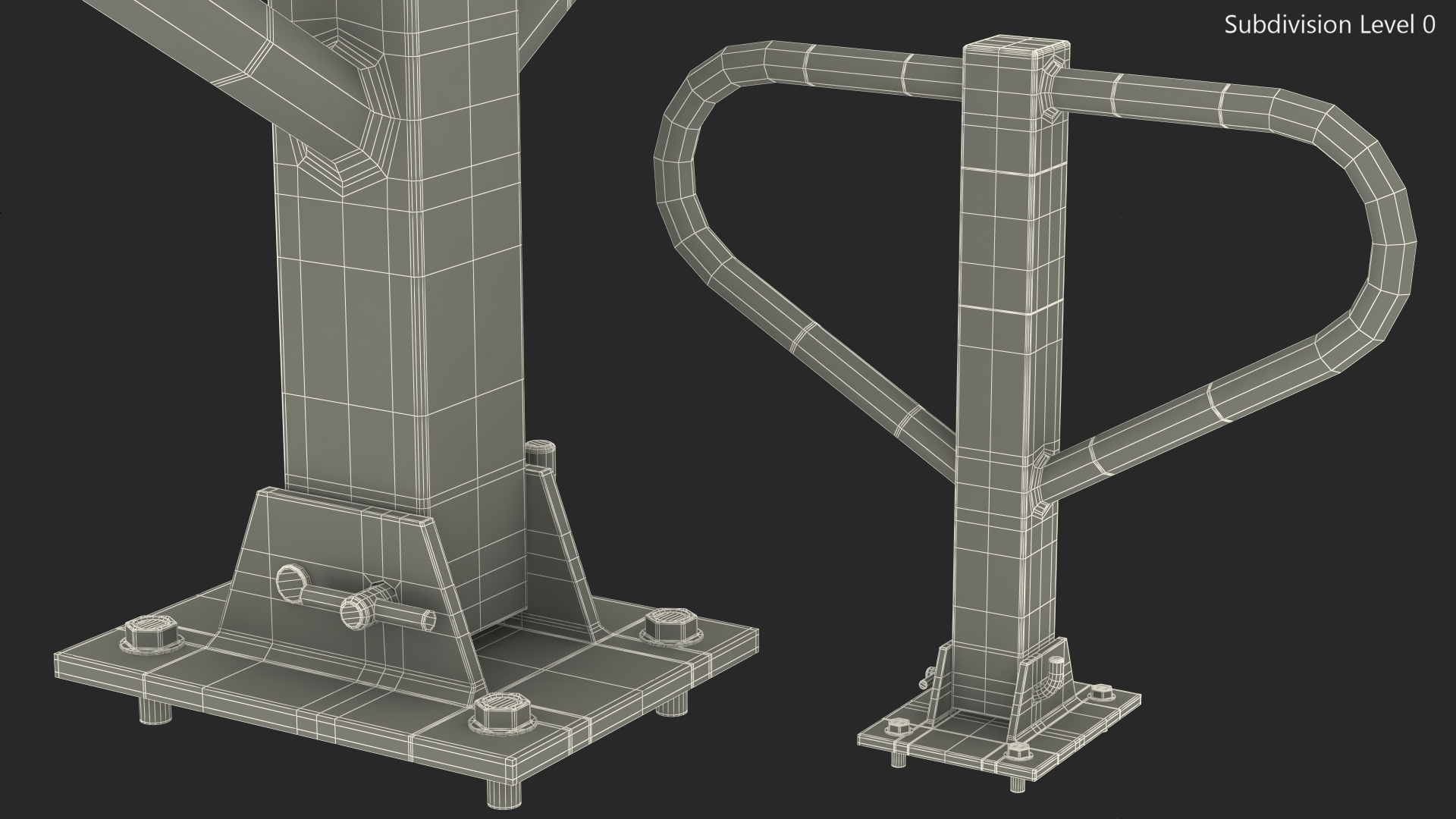 Security Folding Parking Post 3D model