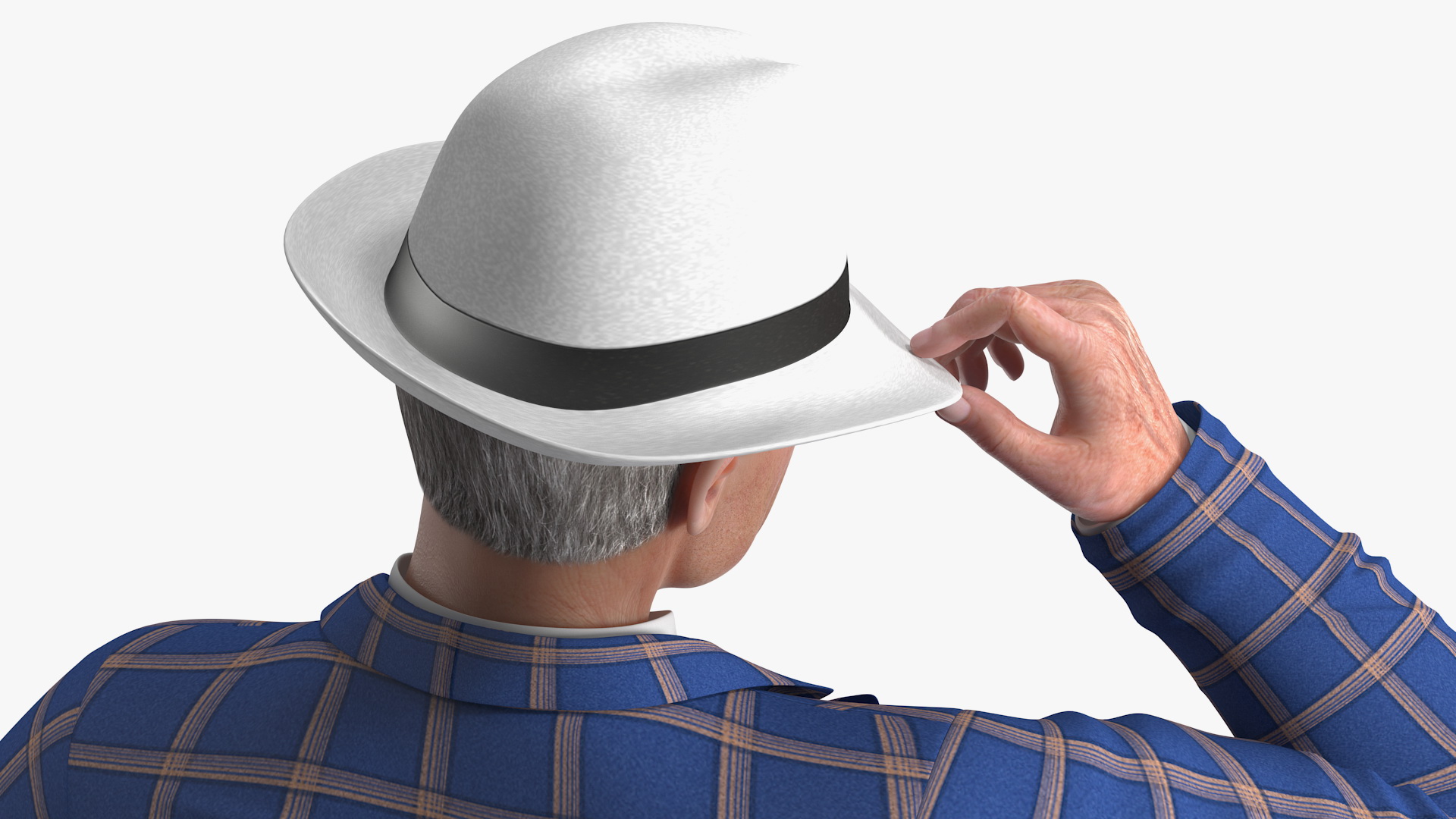 Elderly Man Leisure Suit Dancing Pose 3D