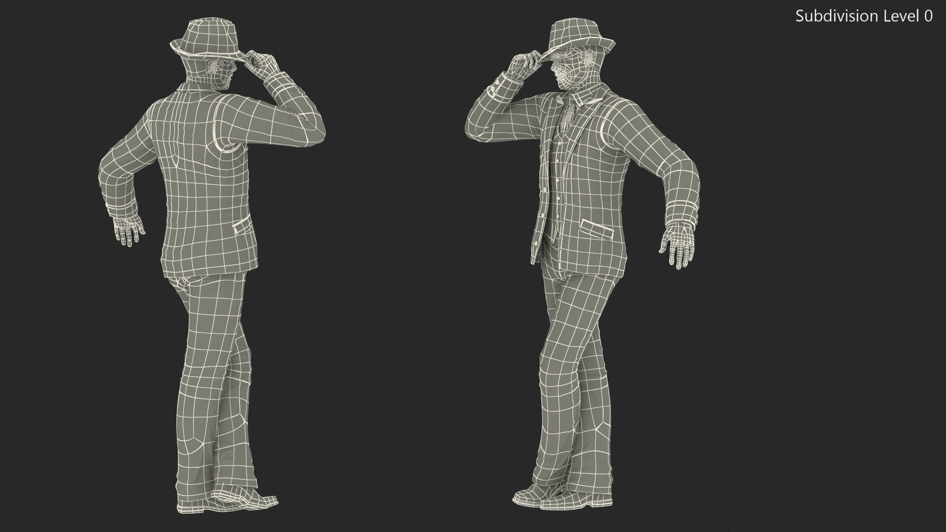 Elderly Man Leisure Suit Dancing Pose 3D