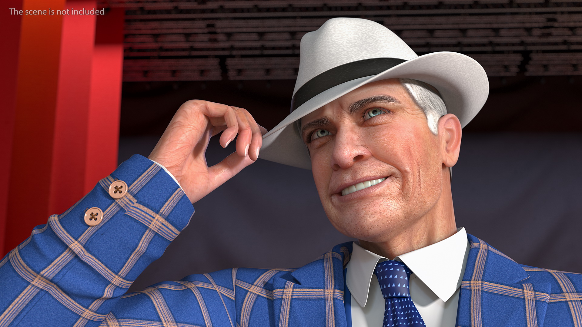 Elderly Man Leisure Suit Dancing Pose 3D