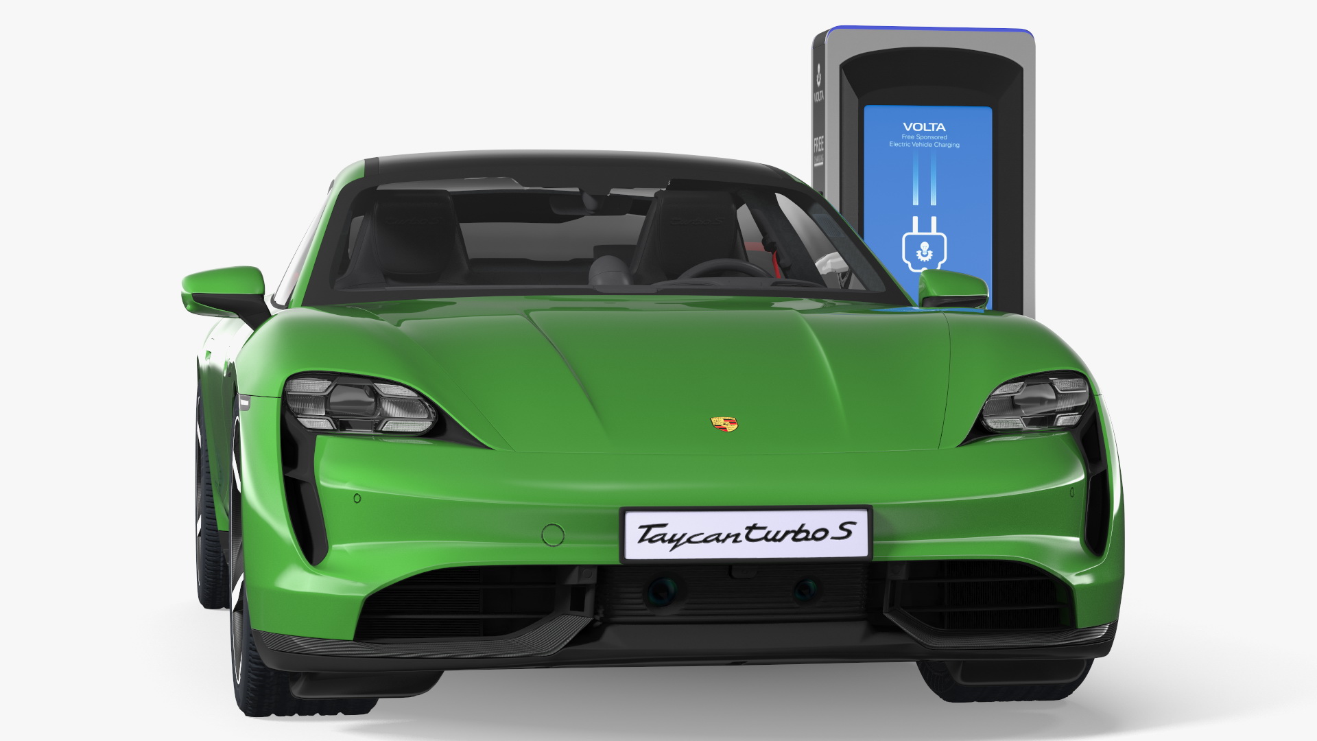 3D Electric Car Charging Station and Porsche Taycan Turbo S 2020