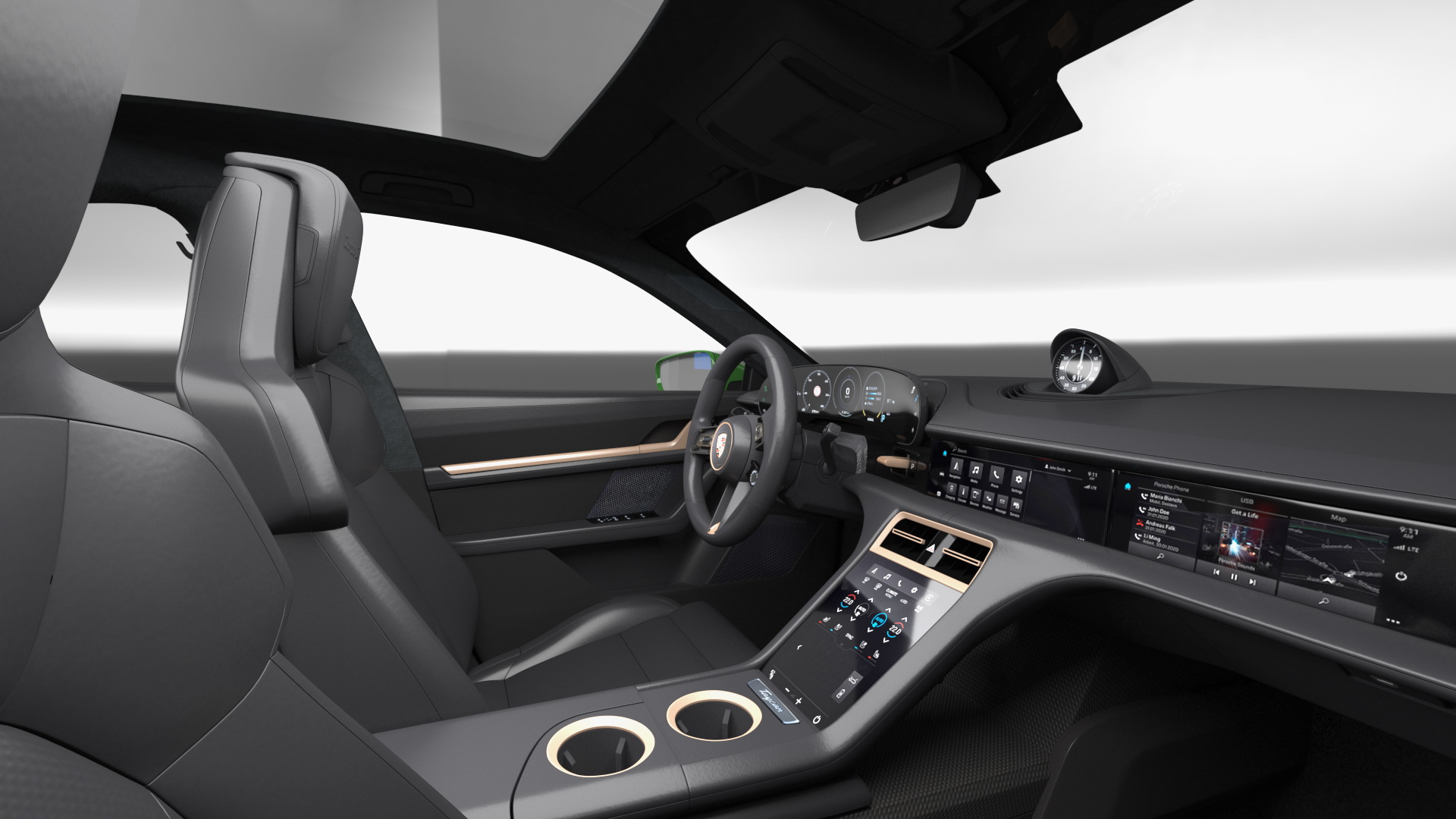 3D Electric Car Charging Station and Porsche Taycan Turbo S 2020