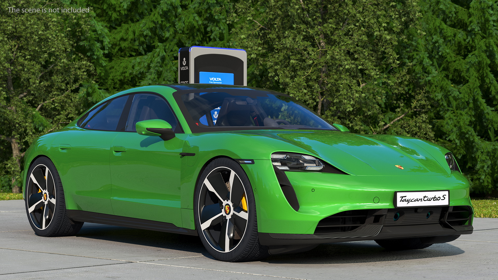 3D Electric Car Charging Station and Porsche Taycan Turbo S 2020