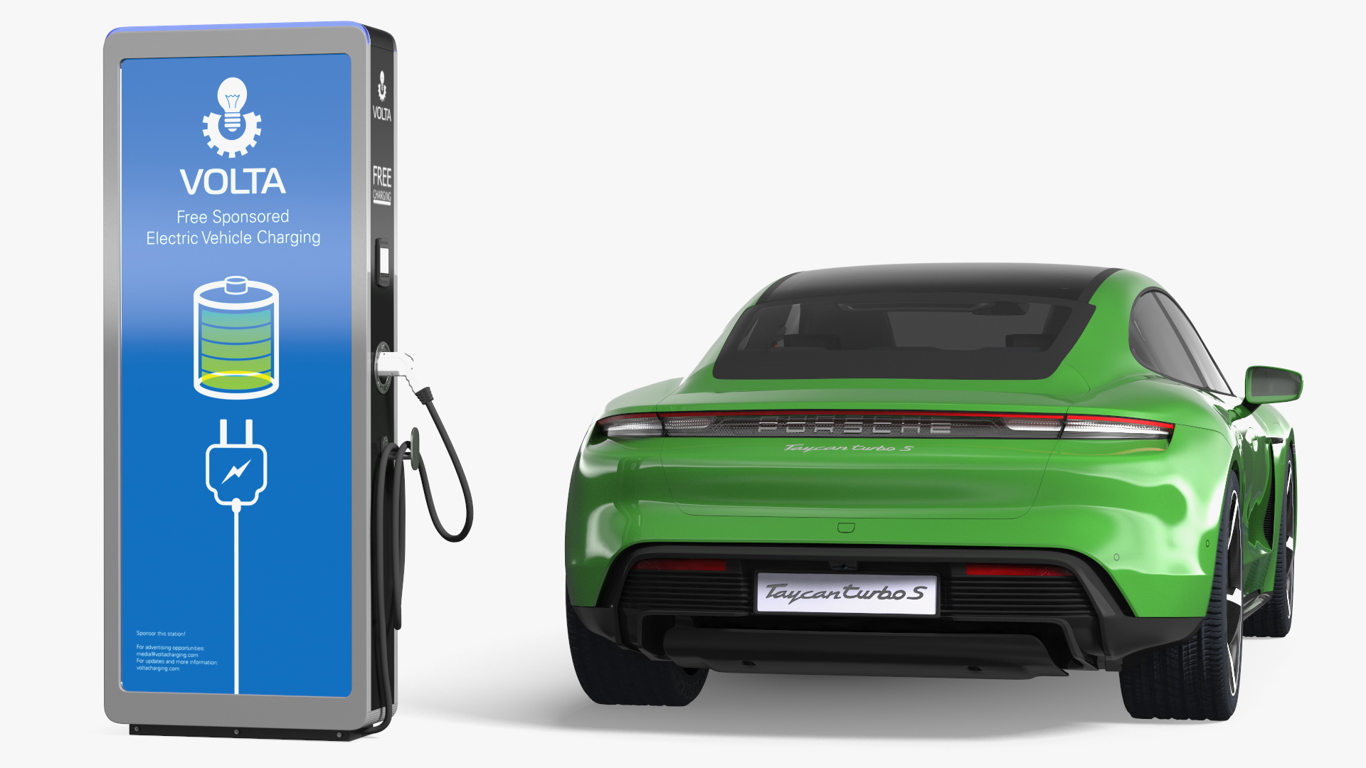 3D Electric Car Charging Station and Porsche Taycan Turbo S 2020