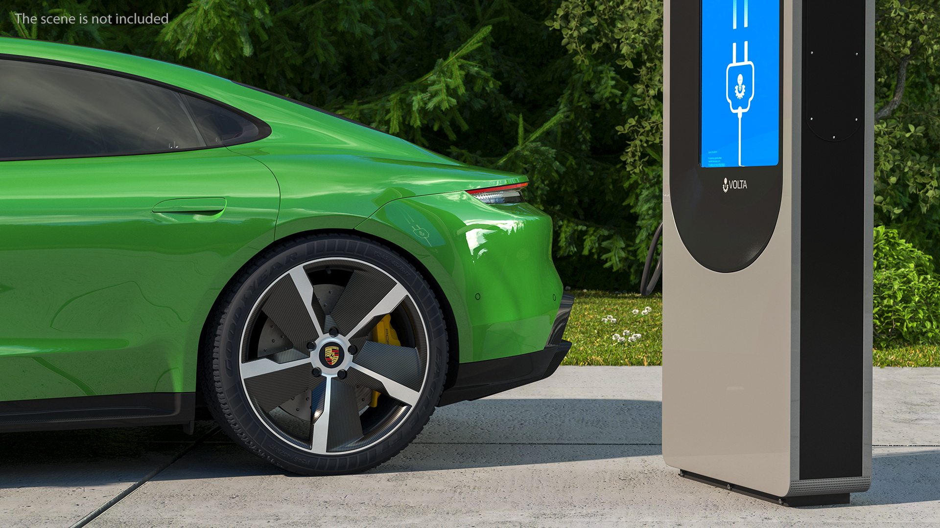 3D Electric Car Charging Station and Porsche Taycan Turbo S 2020