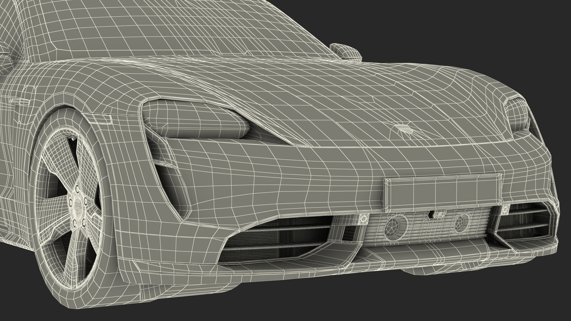3D Electric Car Charging Station and Porsche Taycan Turbo S 2020