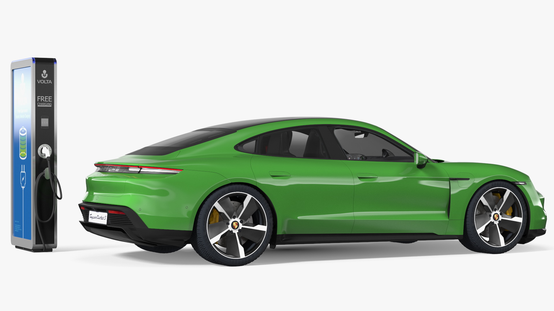 3D Electric Car Charging Station and Porsche Taycan Turbo S 2020