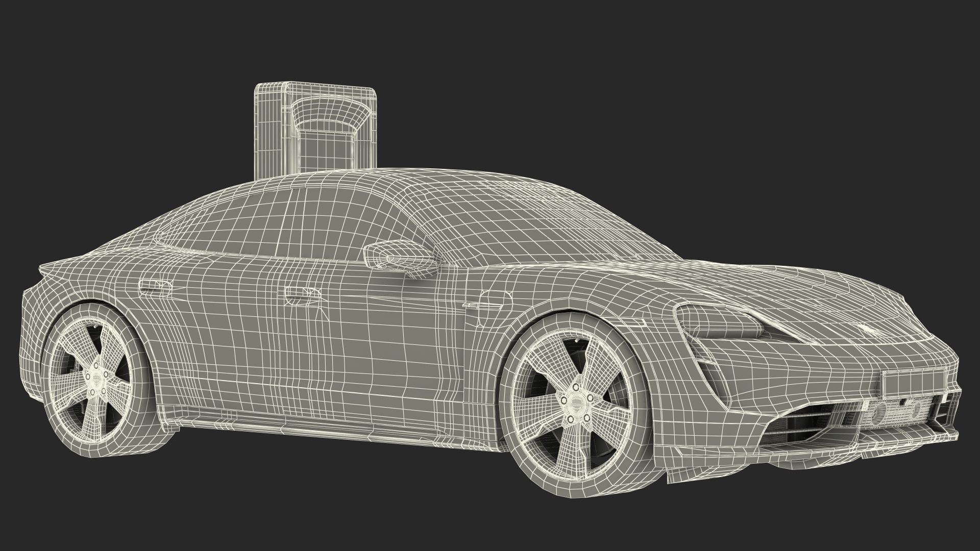 3D Electric Car Charging Station and Porsche Taycan Turbo S 2020