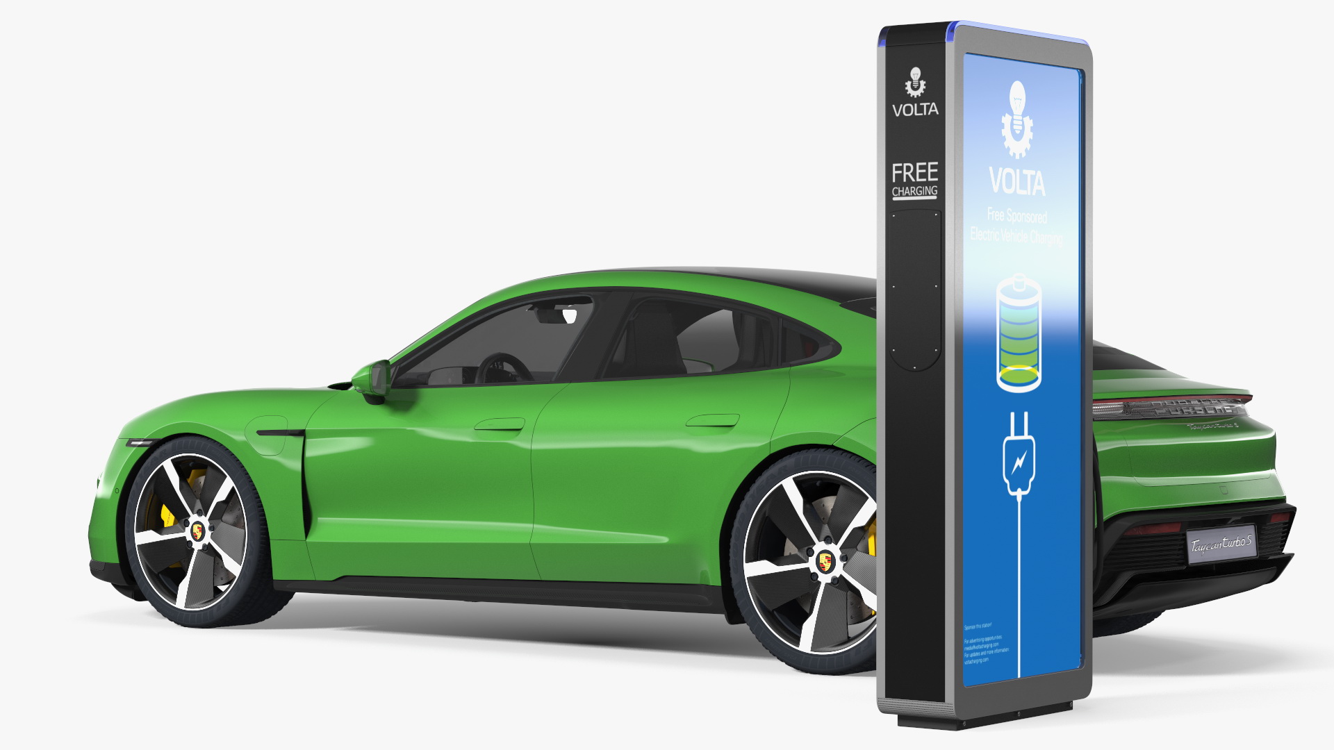 3D Electric Car Charging Station and Porsche Taycan Turbo S 2020