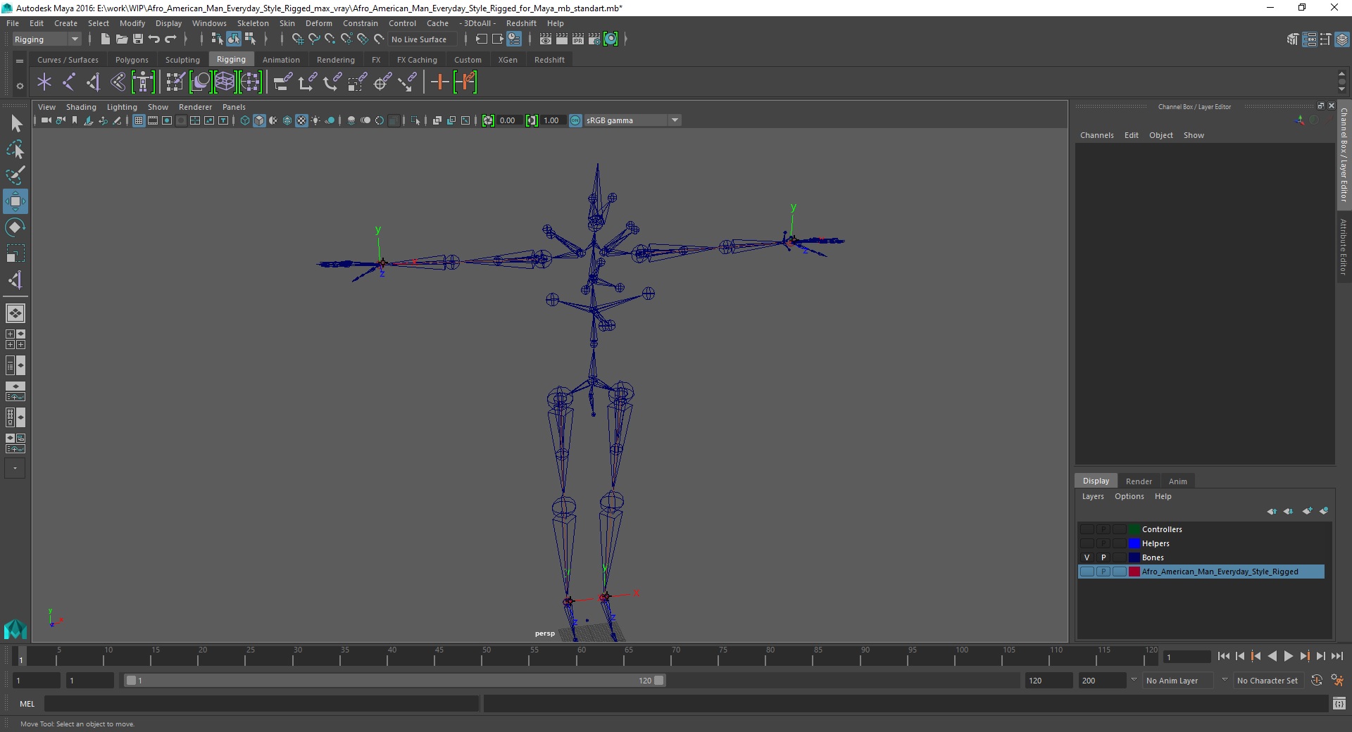 3D Afro American Man Everyday Style Rigged for Maya model