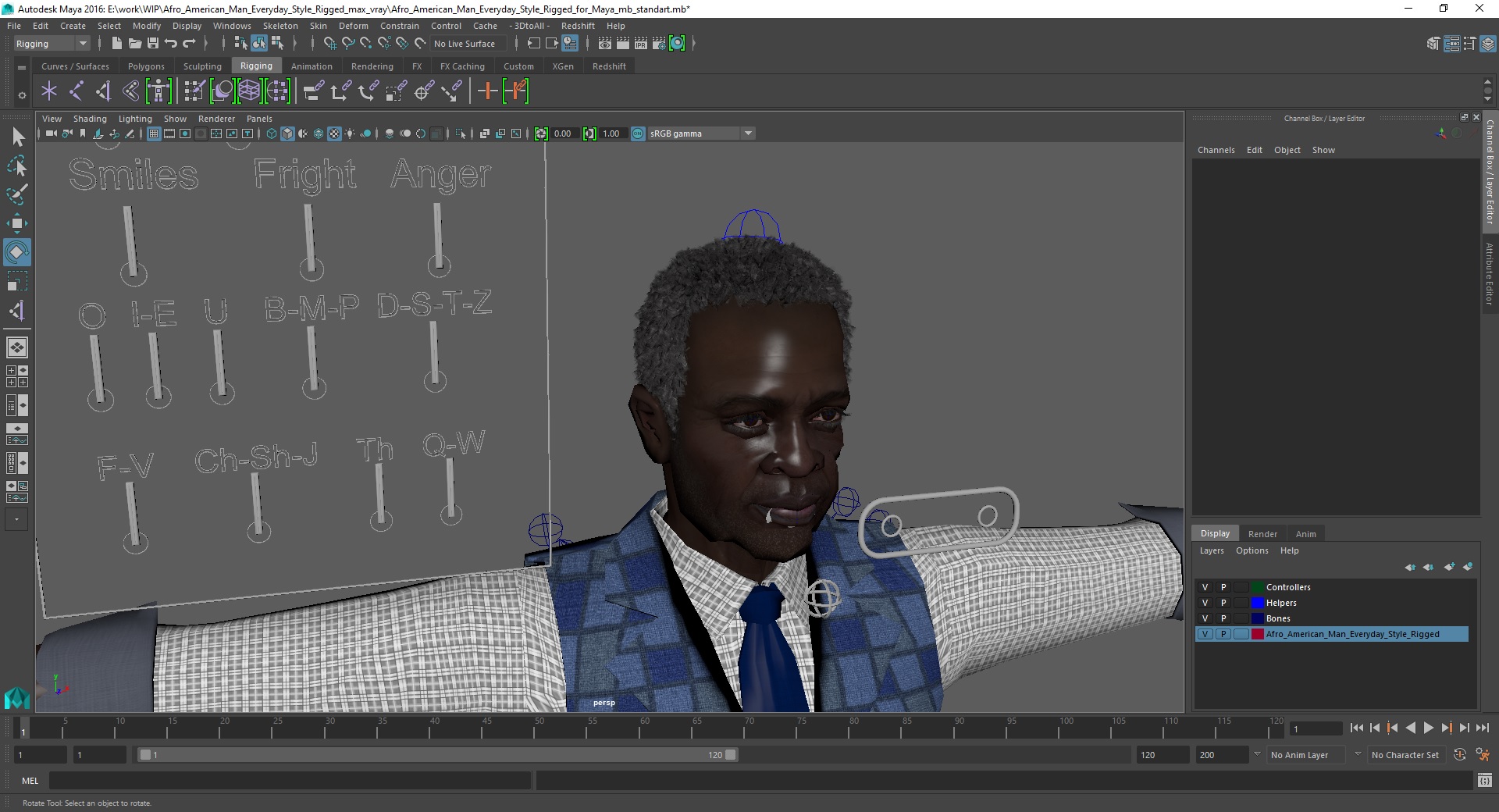 3D Afro American Man Everyday Style Rigged for Maya model