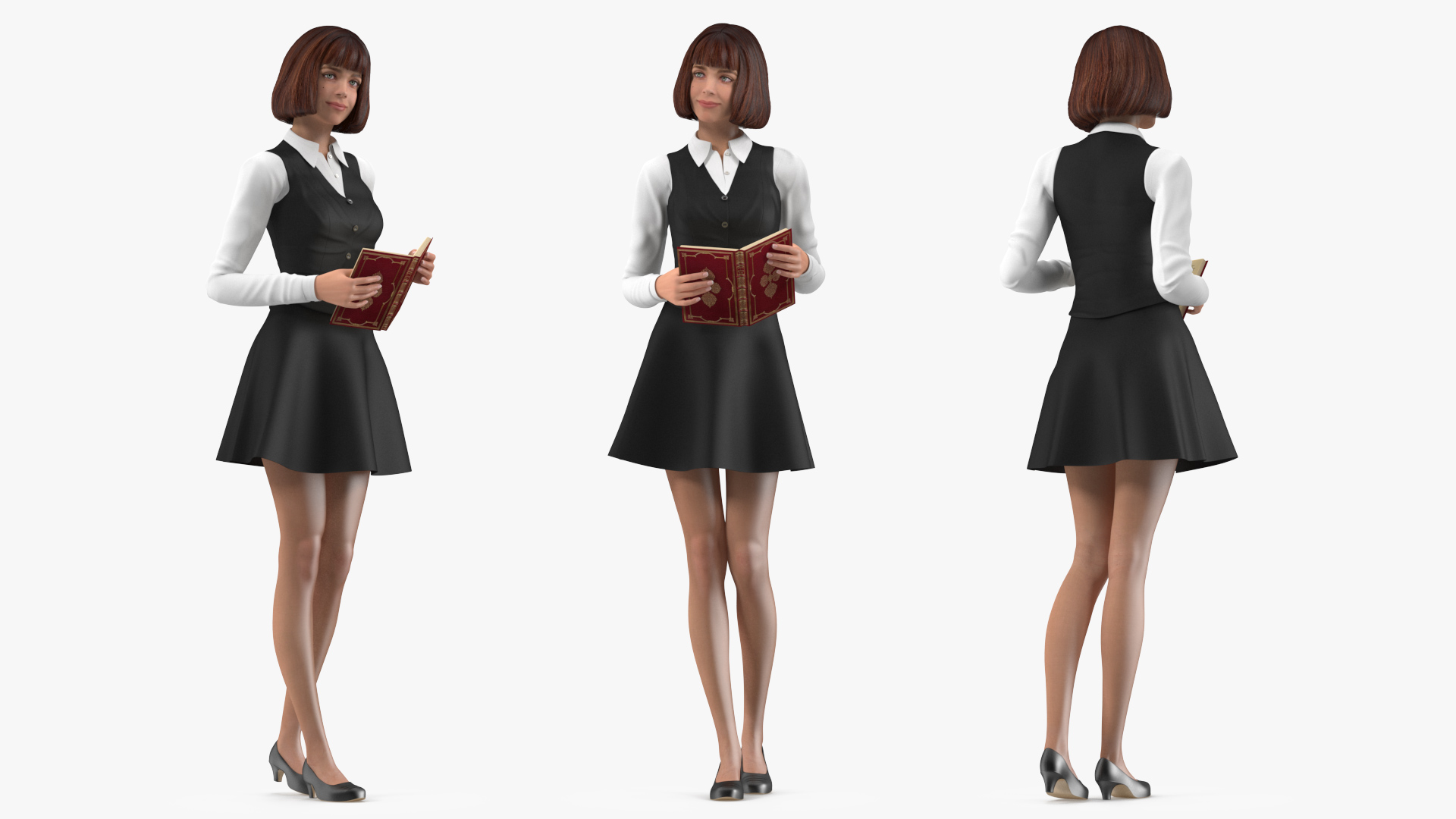 3D Young Woman Student Outfits Standing Pose