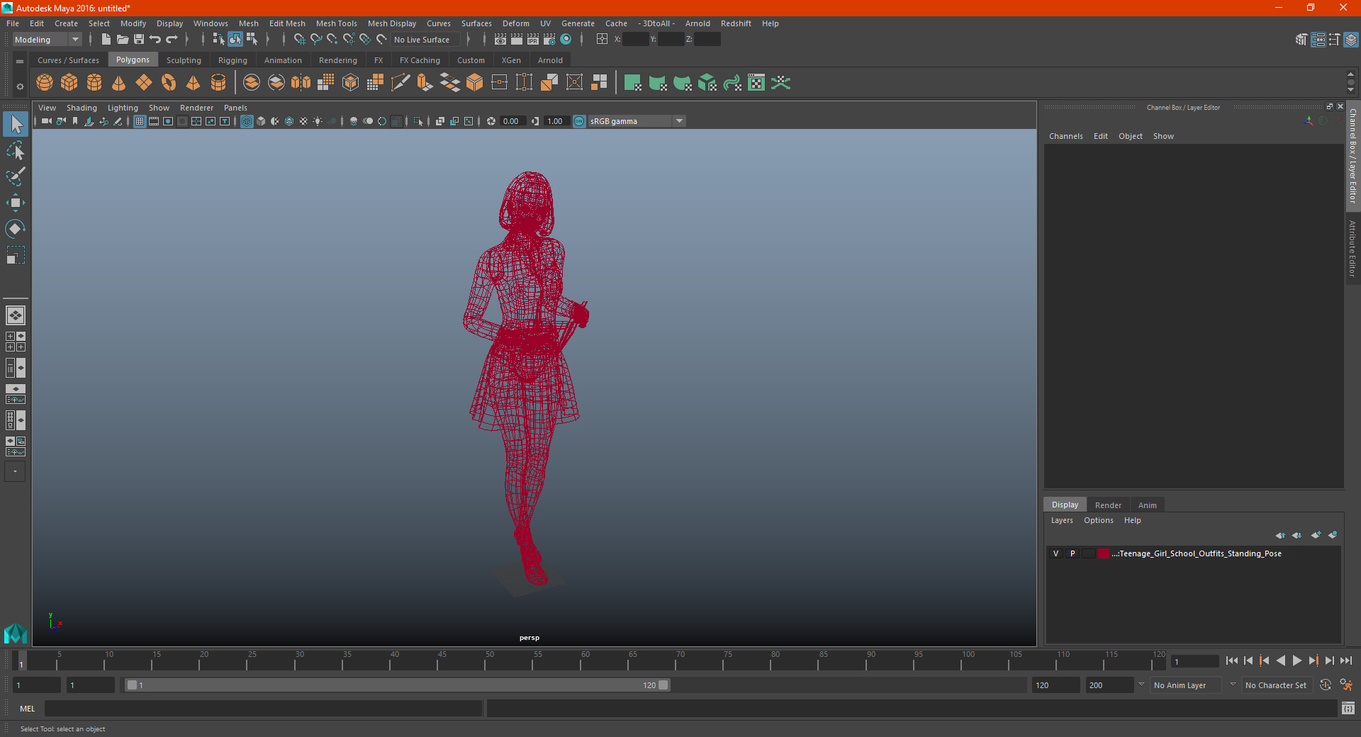 3D Young Woman Student Outfits Standing Pose
